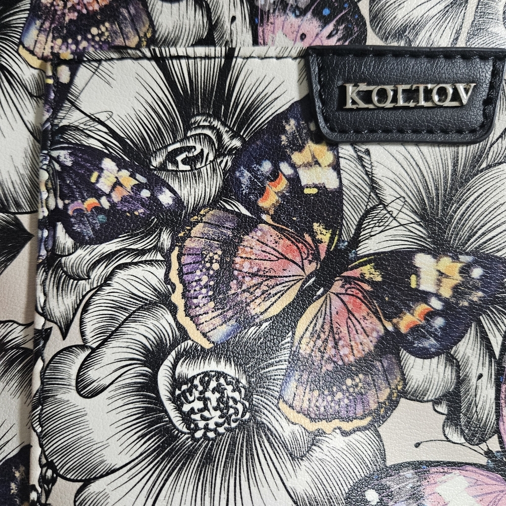 Koltov Floral Butterfly Crossbody Bag - Black and Pink - Picture 6 of 9